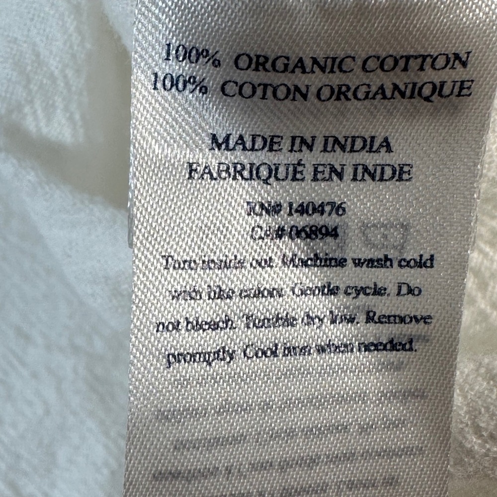 Faherty Smocked Blouse Womens Medium White Organic Cotton Boho Embroidered Top - Picture 7 of 7